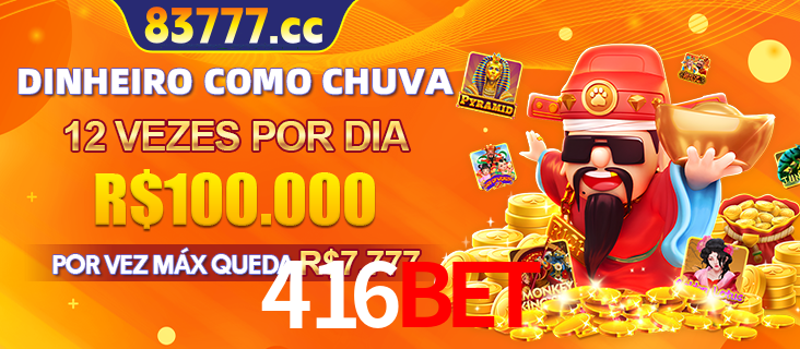Banner do programa de recompensas Recomende para amigos do 416bet, detalhando os bônus por convidar amigos, com prêmios que chegam a R$288.888.