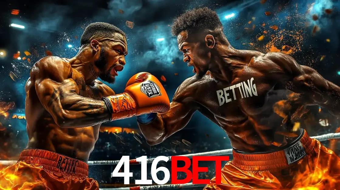 Dois boxeadores em uma luta intensa e explosiva, representando a adrenalina e as oportunidades de apostas em esportes de combate disponíveis na plataforma 416bet.
