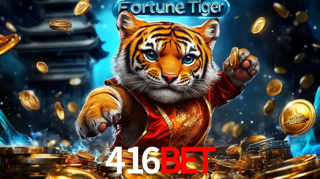 Imagem promocional do jogo de slot Fortune Tiger, com um tigre majestoso em traje tradicional cercado por uma fortuna em moedas de ouro, disponível agora no cassino 416bet.
